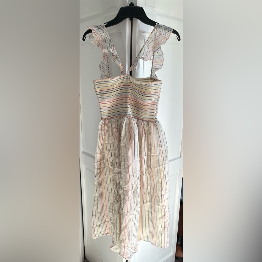 Madewell Ruffle-Strap Smocked Dress in Rainbow Stripe - Picture 8 of 10